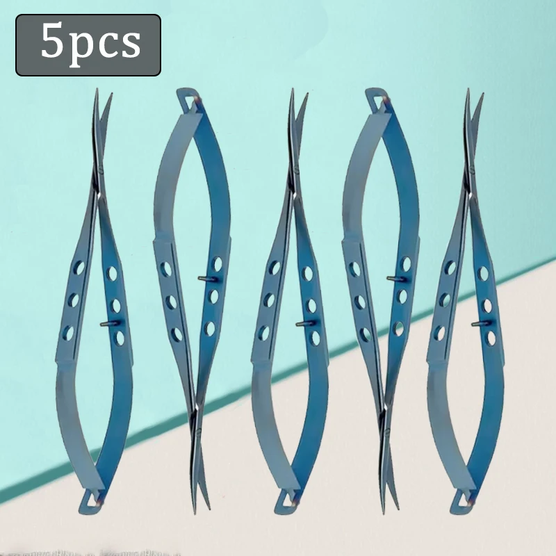 

5pcs Curved Blunt Tip Conjunctival Scissors Professional Ophthalmic Microsurgery Steel Tool