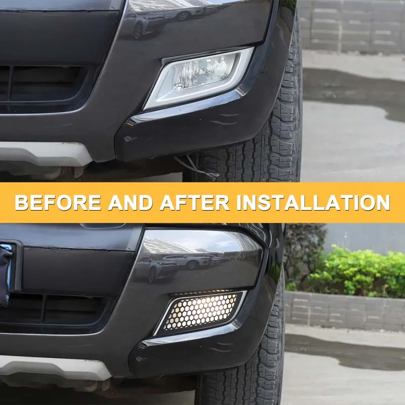 

For Ford Ranger Wildtrak T6 T7 2015-2022 carbon steel Car front fog light protective net decorative cover Exterior accessories