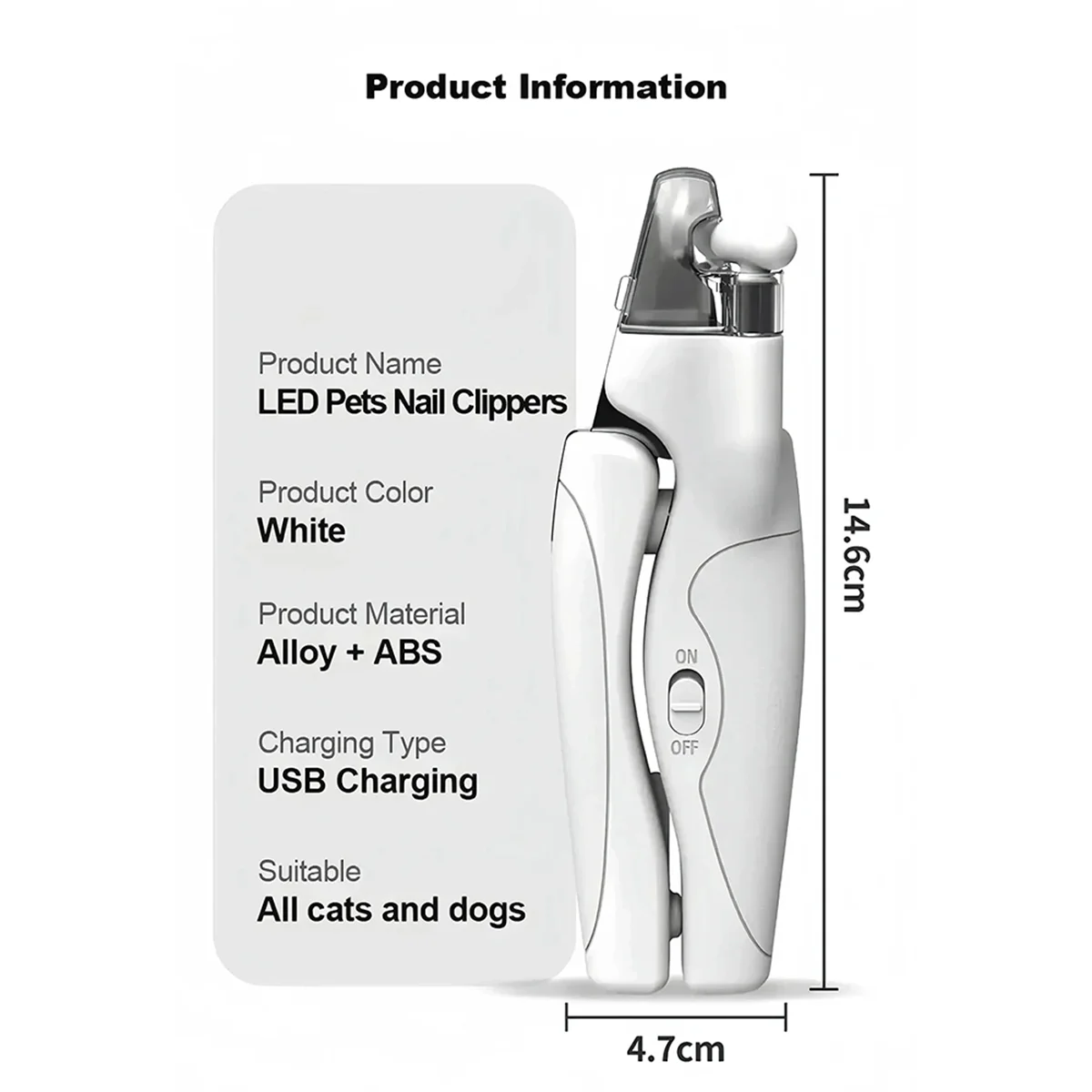 A71Z lumière LED chat et, tondeuse à griffes professionnelle pour animaux de compagnie avec verrouillage de sécurité, Kit d'outils de toilettage pour animaux de compagnie