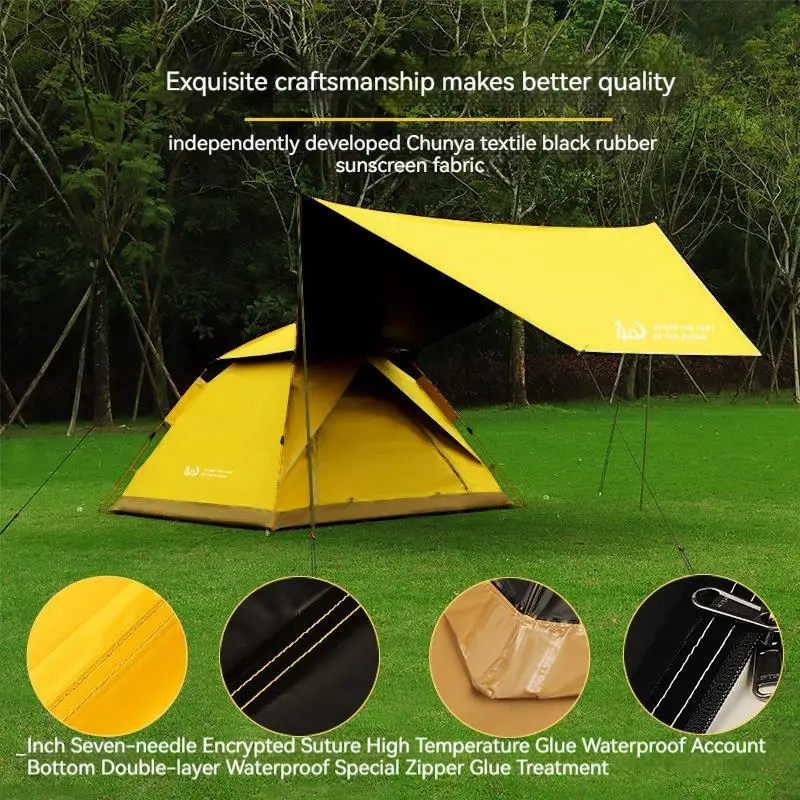 Tent Outdoor Folding Convenient Ceiling Integrated Automatic Camping Black Rubber Anti UV Wind and Rain Proof Quick Opening Tent