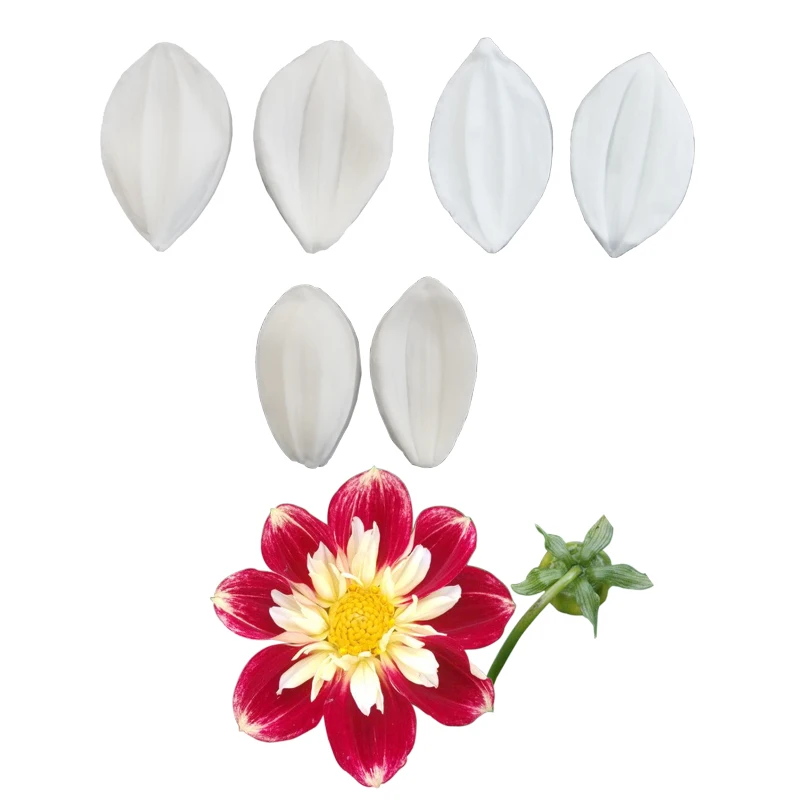 Dahlia Petal Flower Silicone Mold Fondant Sugarart Cold porcelain Craft Candle Art Flowers Marshmallow Clay Cupcake MouldsC338