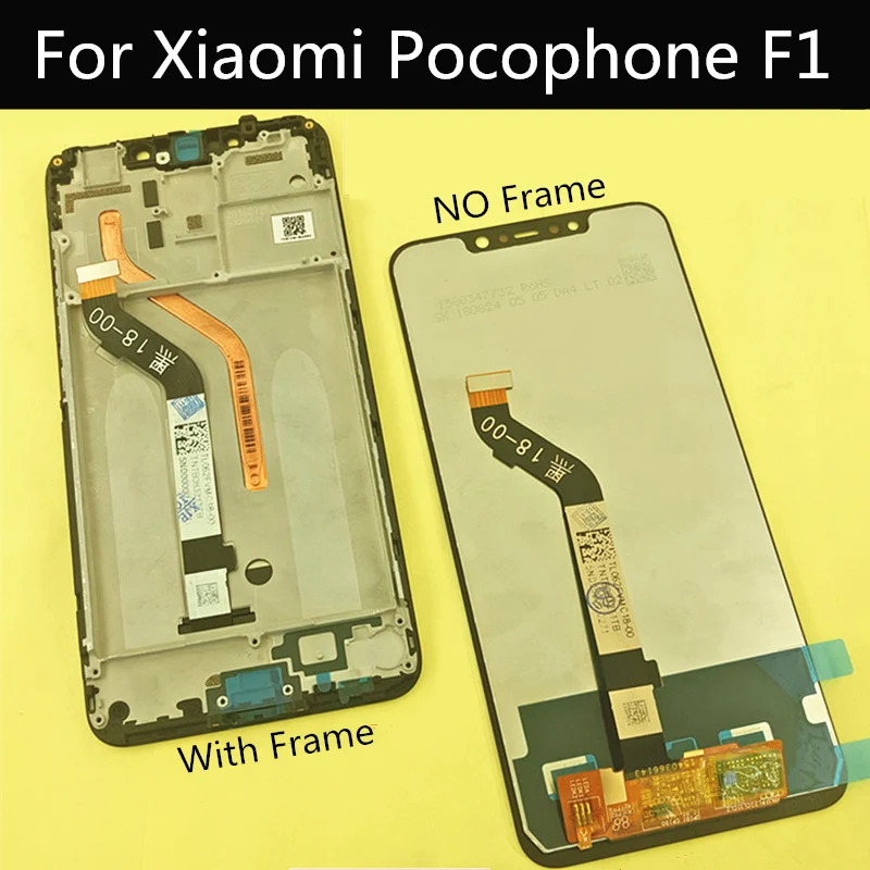 6.18  For Xiaomi Pocophone F1 LCD Display with frame Touch Screen Digitizer Assembly For M1805E10A POCO F1 LCD Display