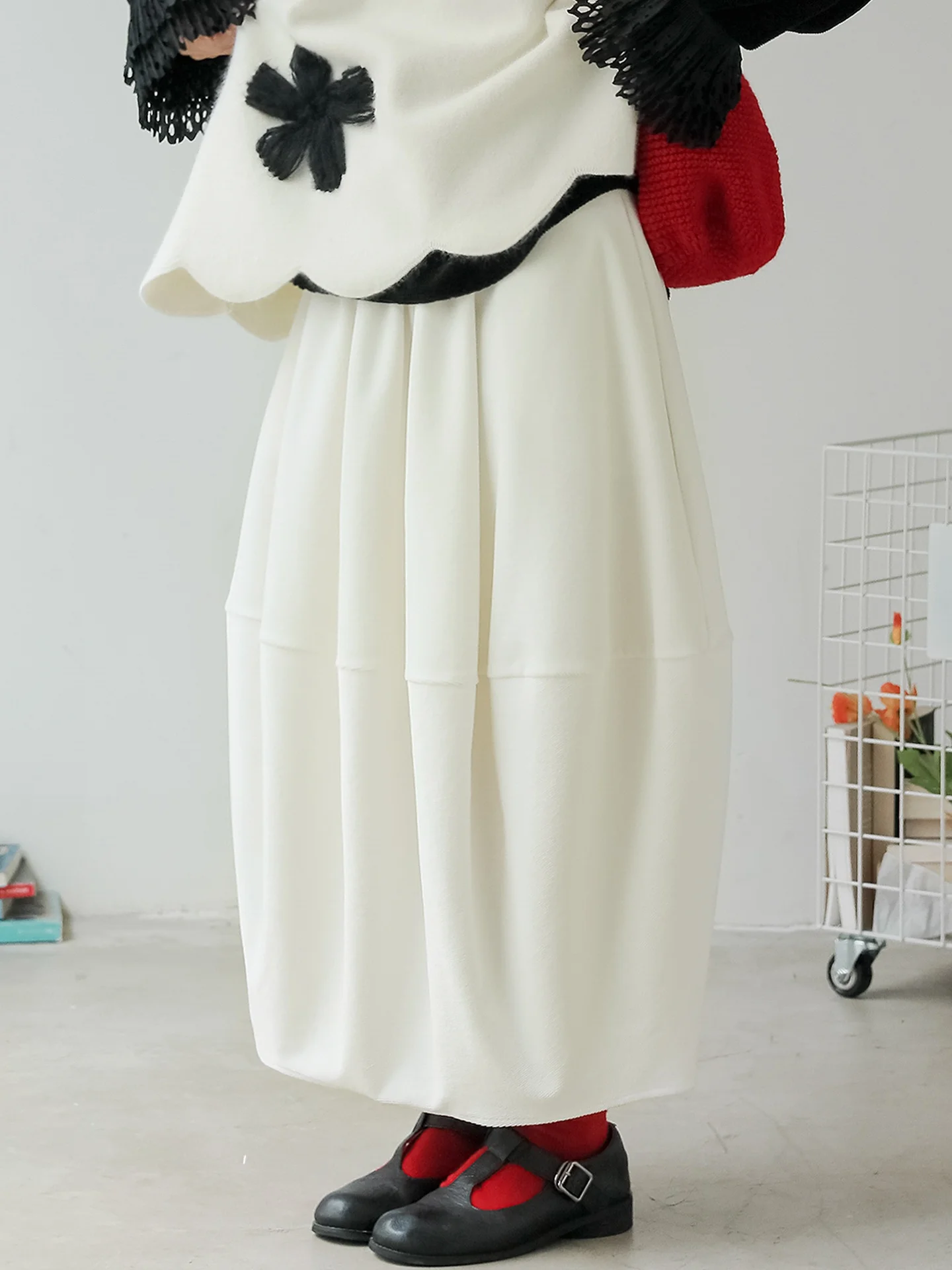 

Юбка-баллон из ацетатной шерсти, А-силуэт, повседневная, для свиданий, удобная, со средней талией, из смесового полиэфирного волокна, теплая, подчеркивающая фигуру