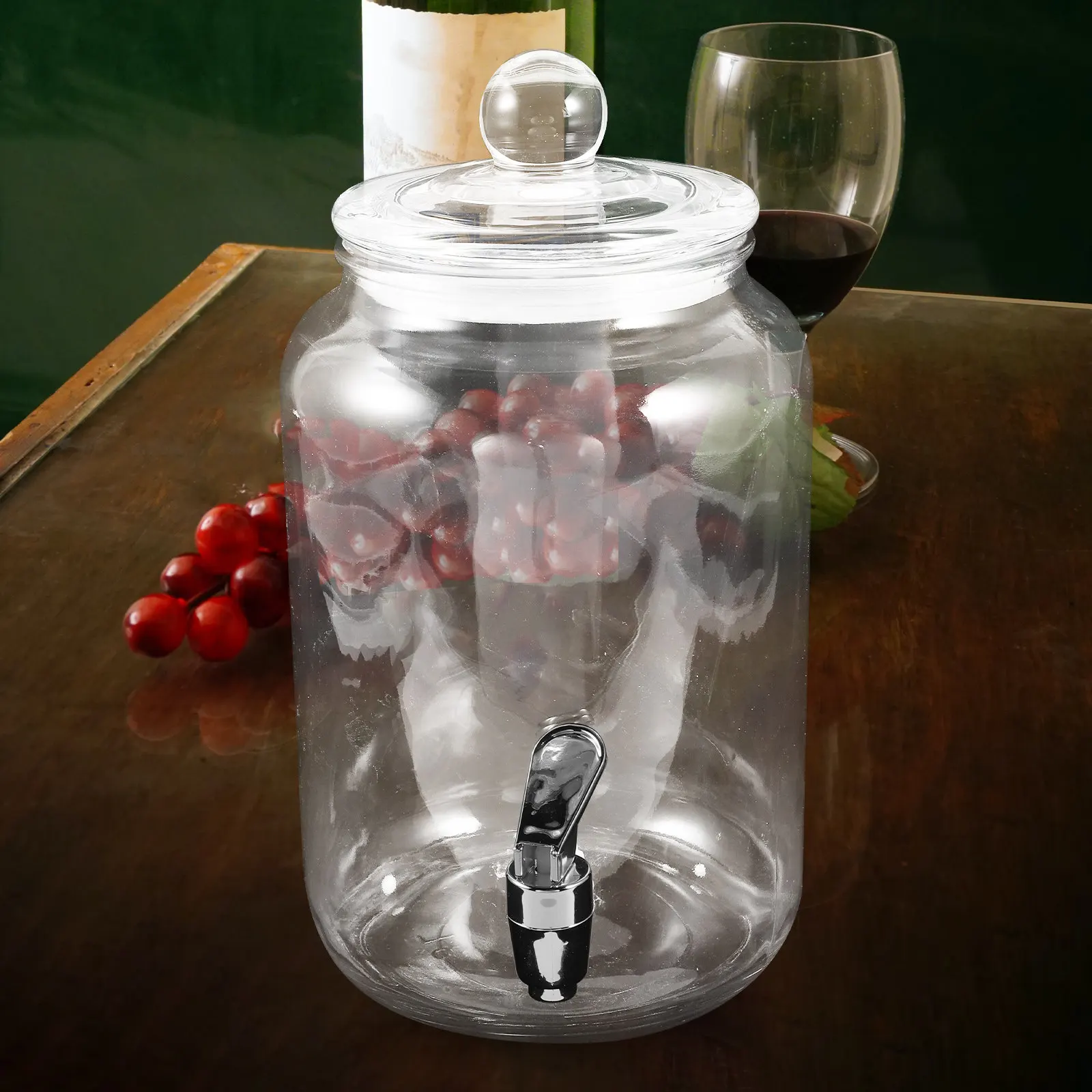 Glass Juice Jar Wine Dispenser with Spigot Elegant Contemporary Design Clear Surface Easy Clean No Odor for Christmas Wedding