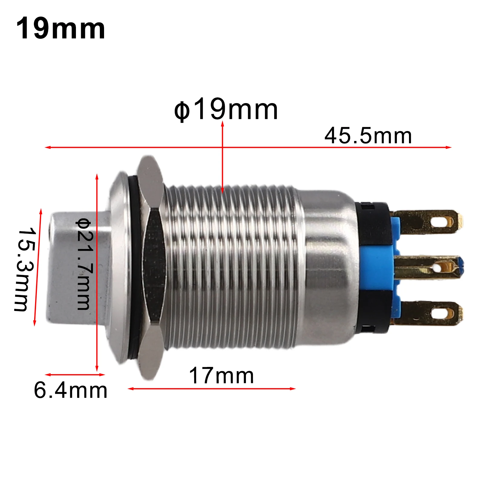 19mm Rotary Switch with Latching Function 3 Positions 2NO2NC Contact Arrangement 12-24V for Industrial Control Panels