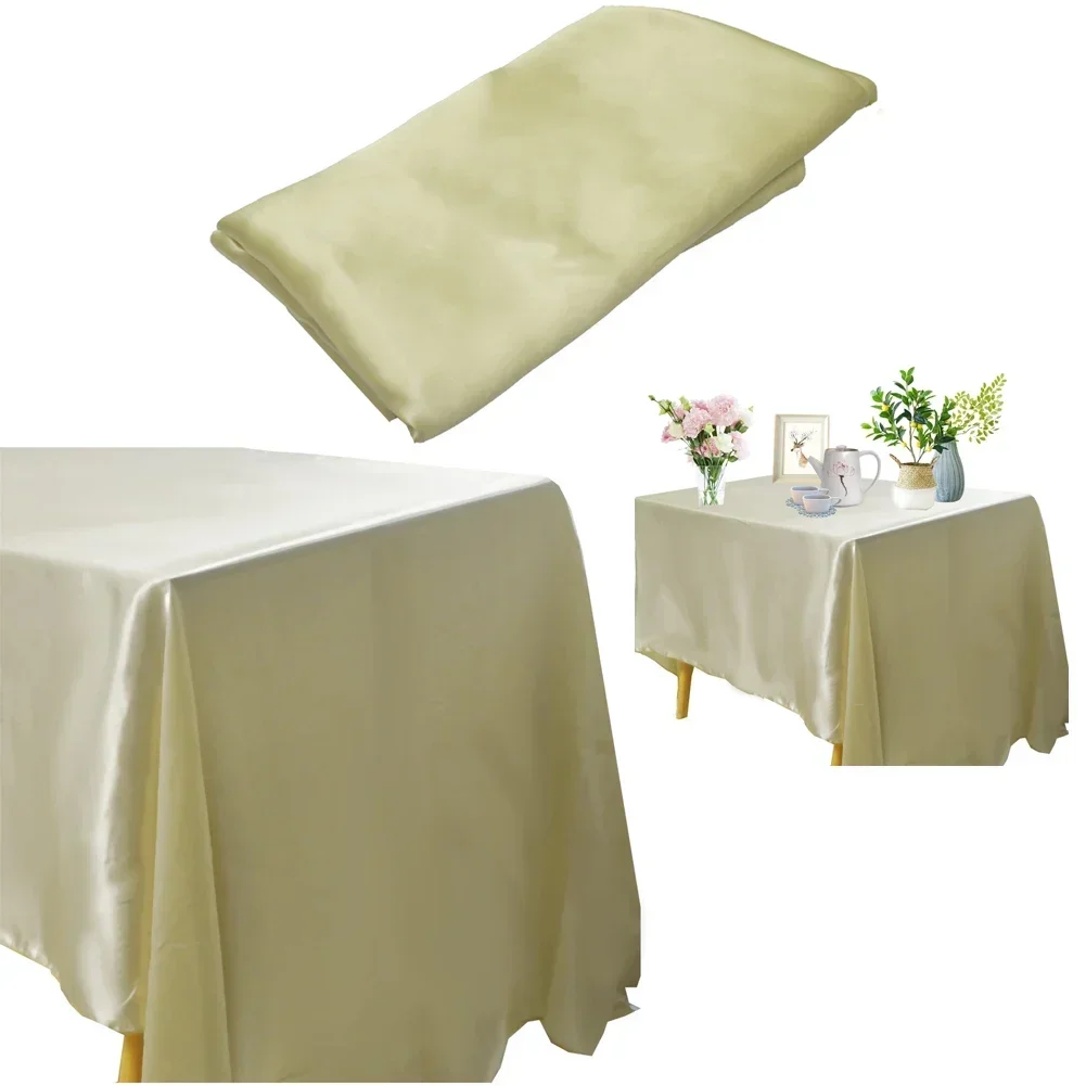 Nappe Rectangulaire en Satin pour Décoration de Table à Manger, Couverture pour Mariage, Noël, ixPréChristophe, Anniversaire, Banquet