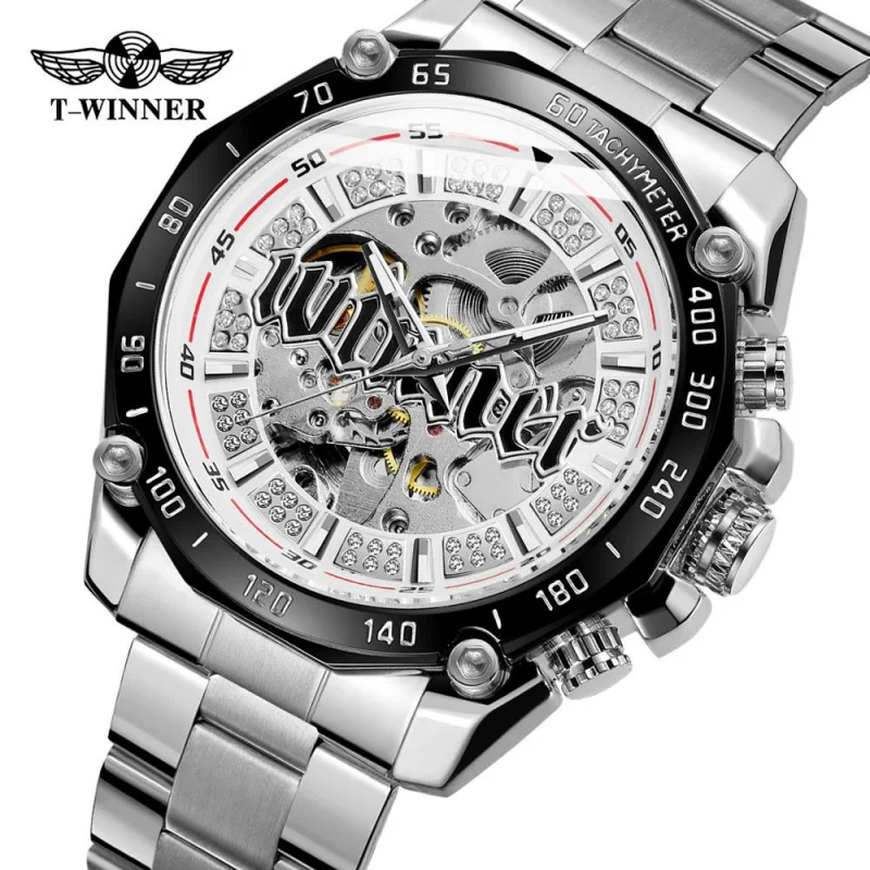 Free Shipping OUTLETSNewwinner European American Style Men's Fashion Casual Hollow Movement Automatic Mechanical Watc