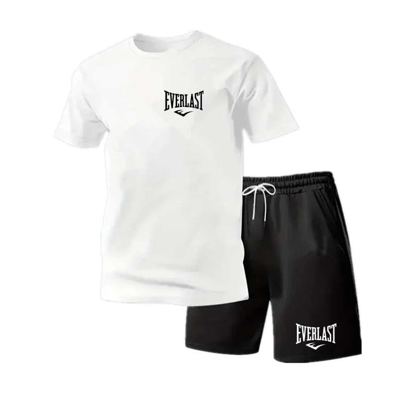 

Stylish Casual T-shirt + Shorts Set Men's Sports Set Loose Comfortable Low Run 2025 Men's Summer Waffle Suit