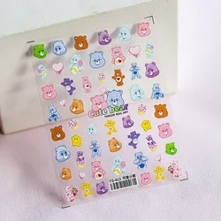 Cute Bear 5D Nail Art Stickers Anime Cartoon Cartoon Care Bear 3D Decals Nail Art Stickers Reward Gift