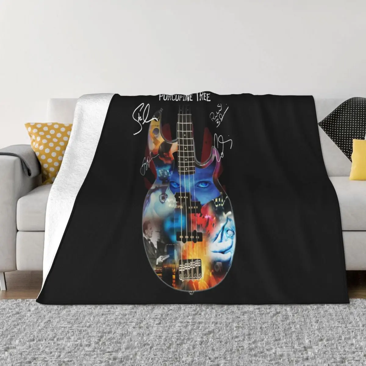 Porcupine Tree Rock Band Guitar Signature Men Women Black T Funny Birthd Pure Leisure Humor Swag Man Throw Blanket