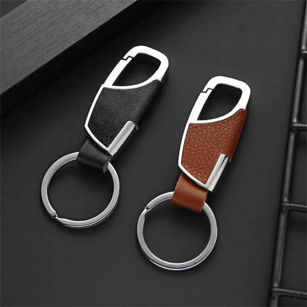 LLavero de cuero de tendencia creativa de moda Simple, llavero de cintura de Metal para hombres y mujeres, el mejor regalo, llavero de coche,