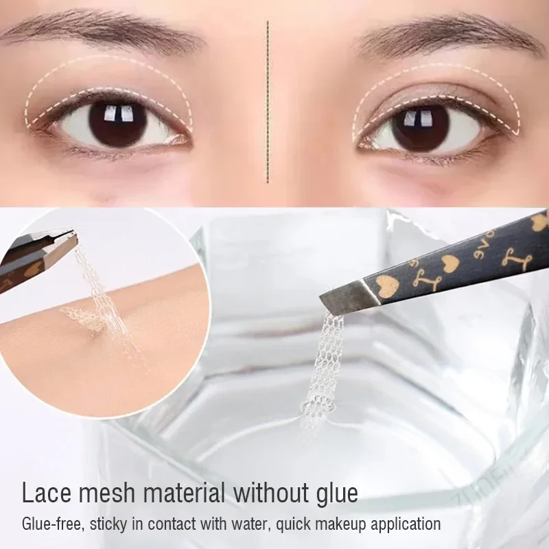 Waterproof Invisible Lace Eyelid Sticker S/L Fold Double Eyelid Tape Glue Free Mesh Type Eye Lift Strips Women