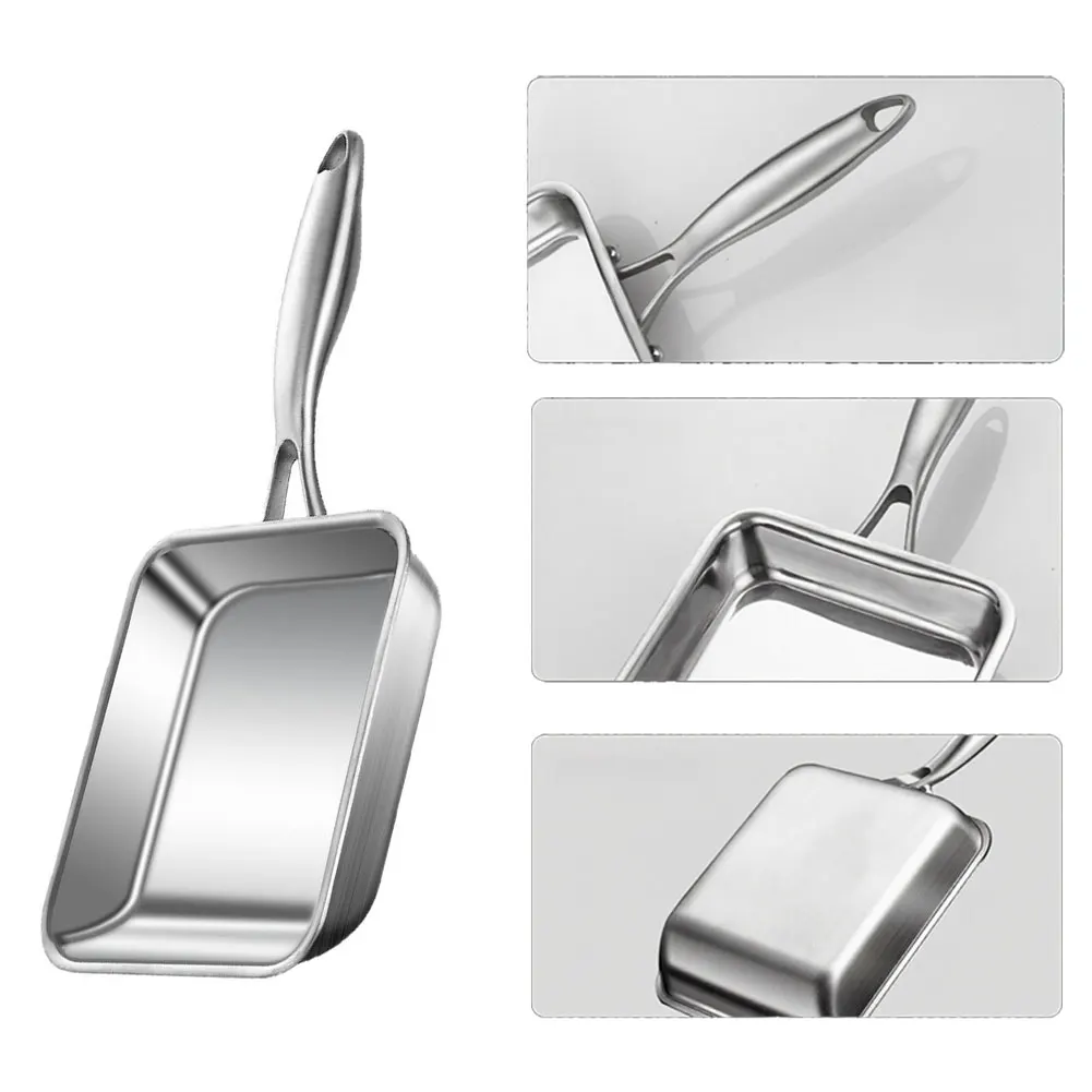 Square Frying Pan Stainless Steel Flat Bottom for Rapid Heat and Recovery Uncoated Sandwich…