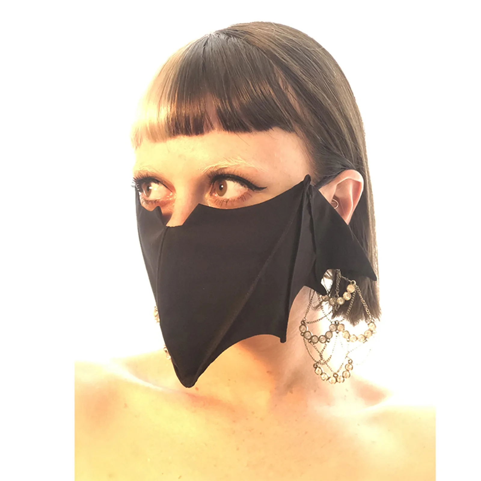 قناع أسود مبتكر، قناع بات شخصي عصري للحفلات، نمط المهرجان، قابل للغسل ويمكن ارتداؤه في الأحداث #5