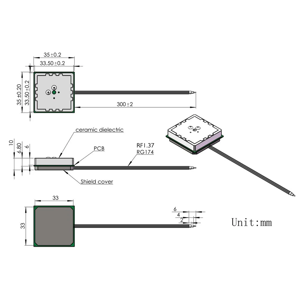 RTK GNSS multiband antennas for GPS, BeiDou,external SMA Double Feed Point glonass antenna 3 in 1