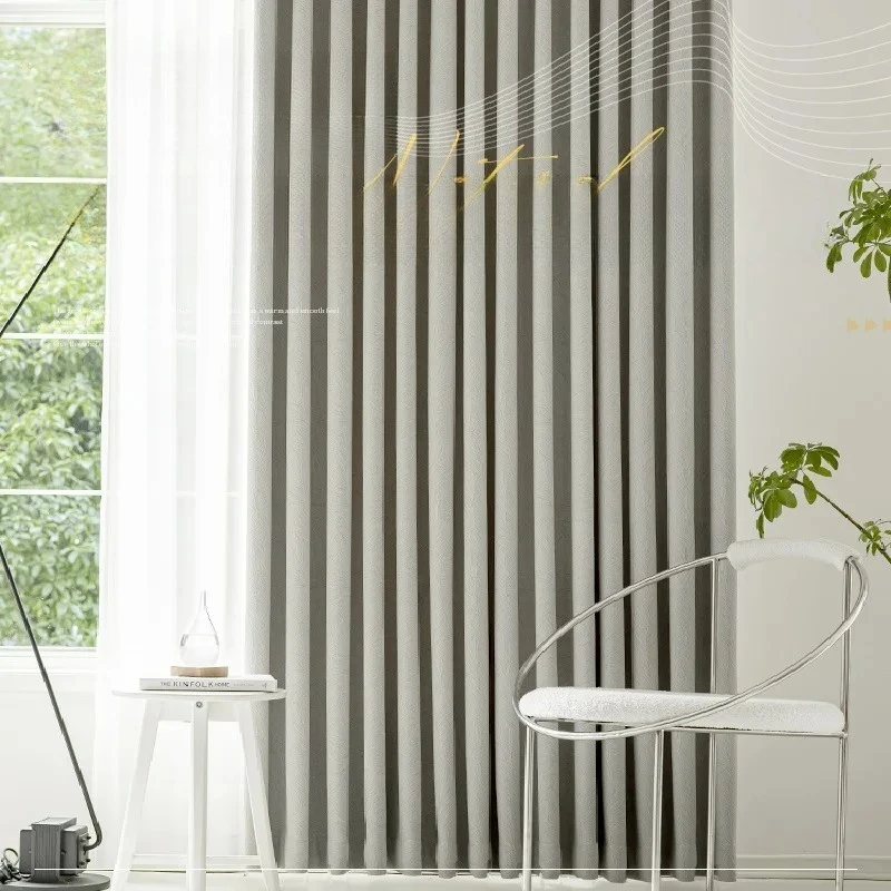 Customized Chenille Jacquard Leaves American Curtain Blackout Simple Modern Light Luxury Curtains for Living Dining Room Bedroom
