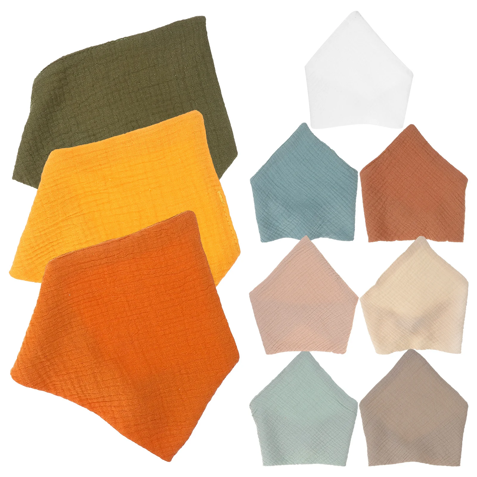 

10 шт. регулируемые двухслойные хлопковые маленькие нагрудники для младенцев, многоразовые слюнявчики, мягкие удобные треугольные нагрудники унисекс