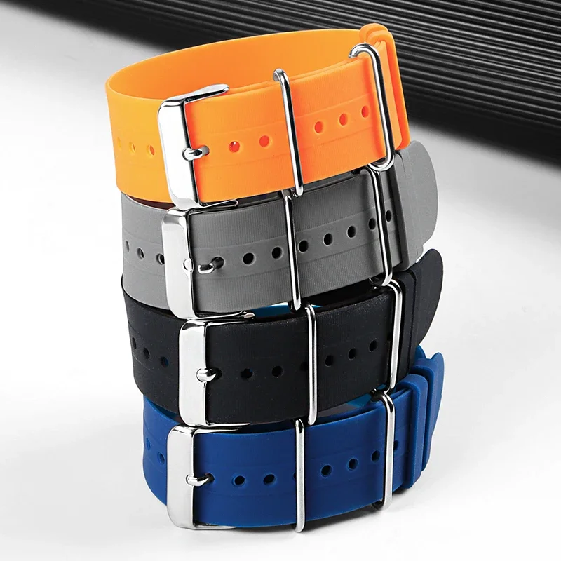 18mm 20mm 22mm Silicone One Piece Watch Straps Universal Soft Waterproof Rubber Watchband for Women Men Black Blue Grey Bracelet