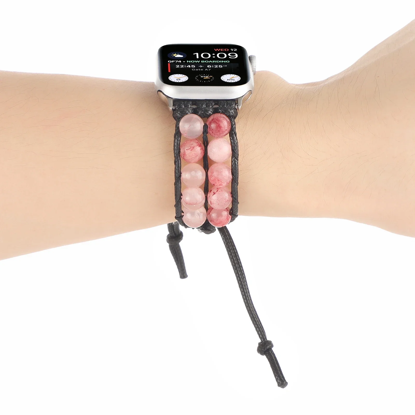 Agate Jewelry Strap for Apple Watch Series 10 9 8 7 45mm 41mm 42mm 46mm Adjustable Braided Bracelet Band iWatch 6 5 4 SE Correa