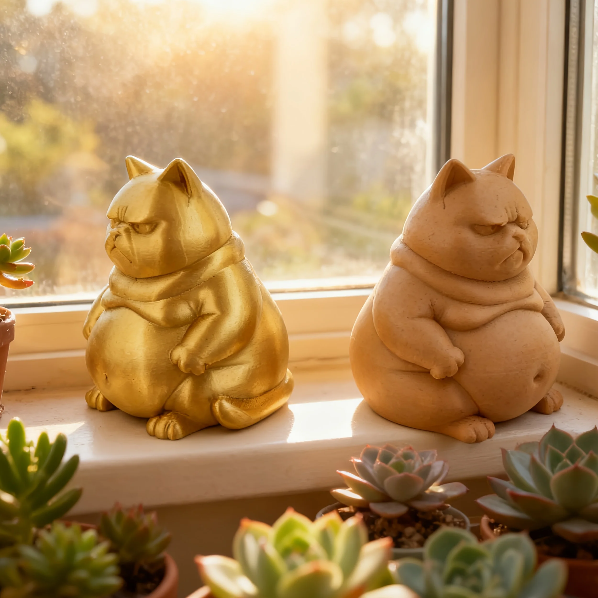 3D printing simulation animal cat model creative irritable fat cat sculpture retro high-value fun cat ornament holiday gift