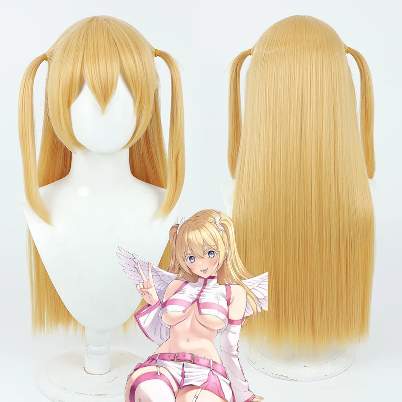 Anime 2.5 Dimensional Seduction Lilysa Amano Liliel Cosplay Wig Yellow Double Ponytail Long Hair Halloween Party for Women Props