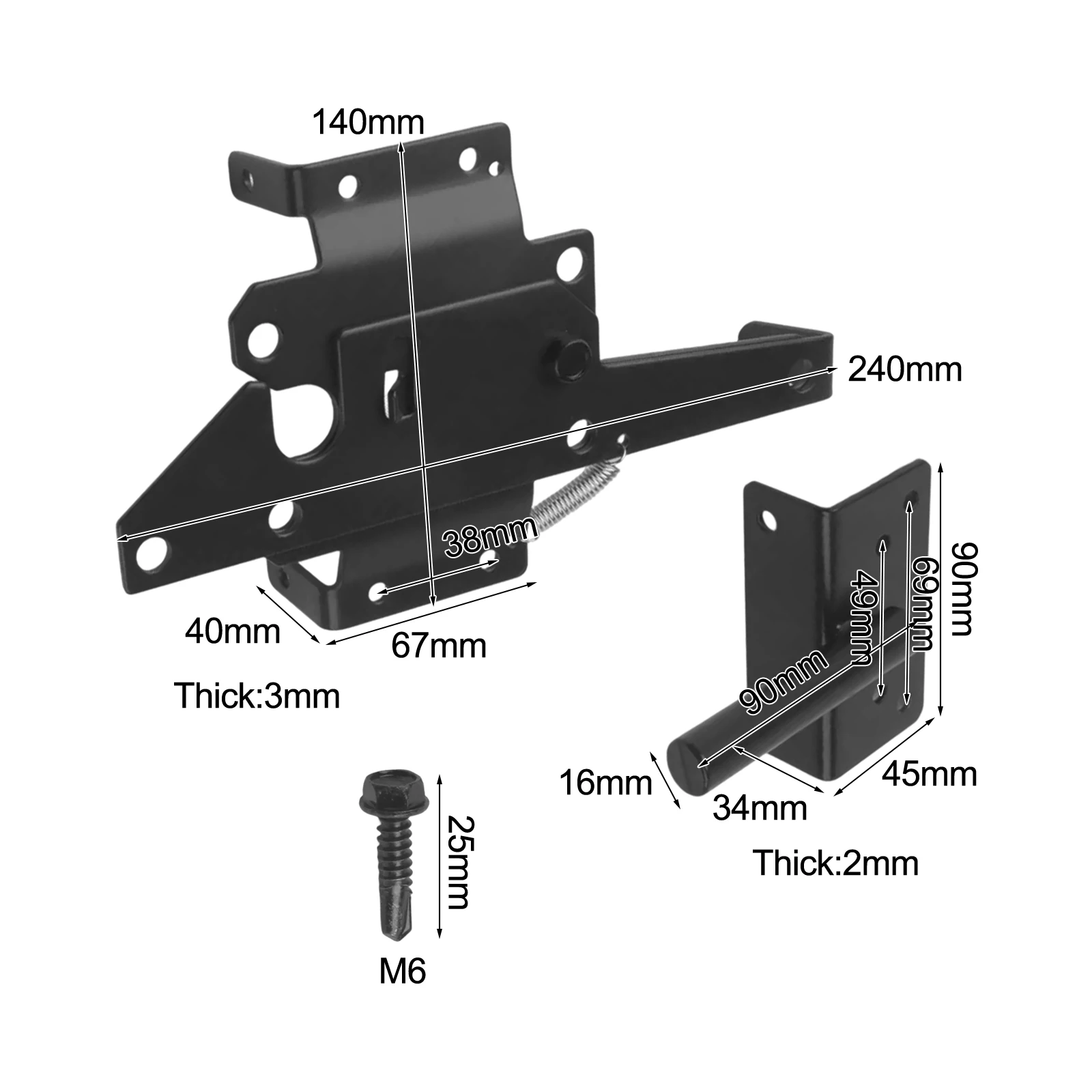 أمن الحديقة كما هو موضح، مزلاج بوابة ذاتي القفل، مزلاج بوابة السياج الخارجية، براغي تركيب مزلاج السياج الخشبي متضمنة