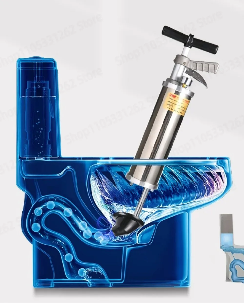 GQ-4T High Pressure Stainless Steel Plunger Drain Unblocker Toilet Sink Dredge Tool
