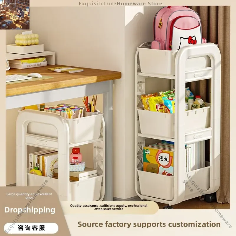 

schoolbag shelf mobile trolley with wheels primary school student bookshelf study shelf under table storage rack finishing rack