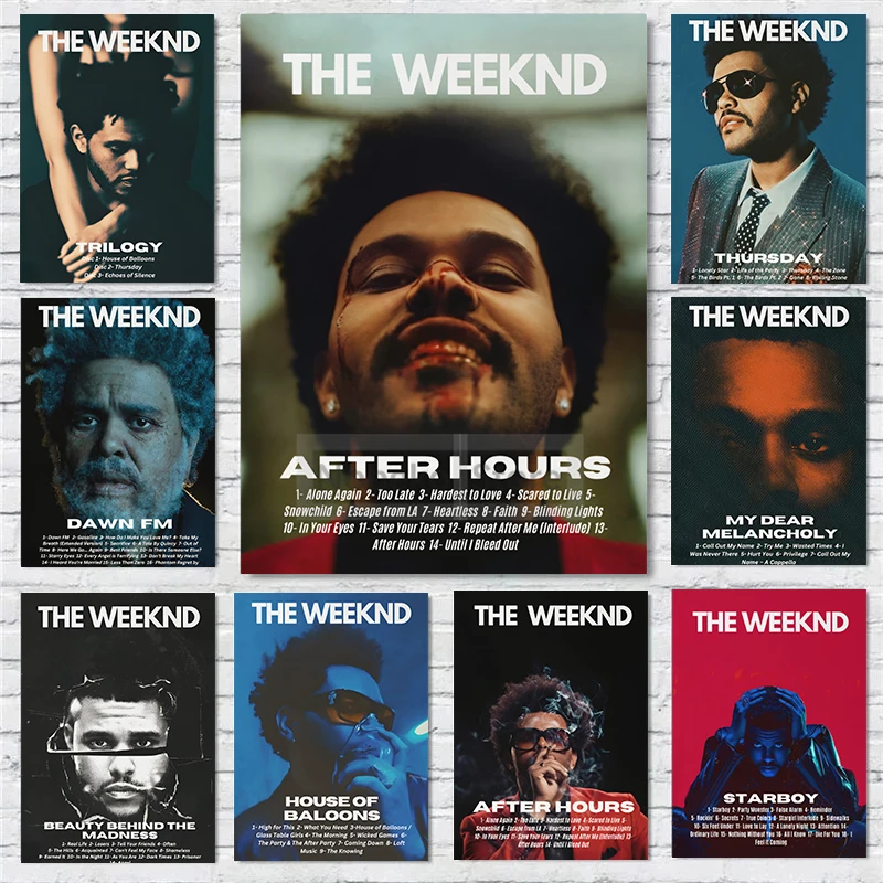 Pop Singer The Weeknd Album Cover Posters Starboy After Hours Prints Canvas Wall Art Pictures Home Room Modern Music Decoration