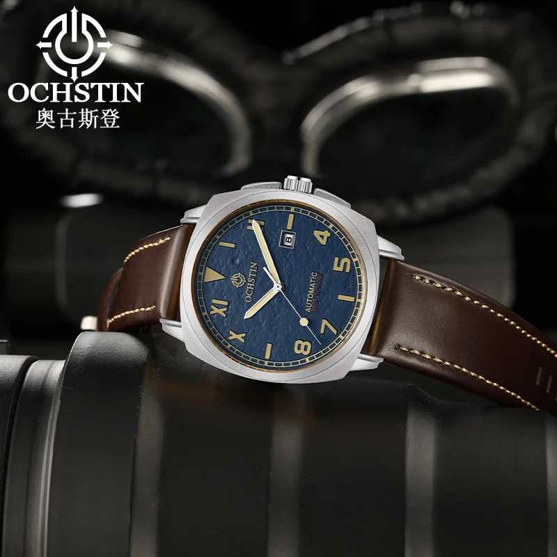 OCHSTIN Men's Waterproof Master Series Fully Automatic Machinery Genuine Leather Strap Watches Business Calendar Classic Watch