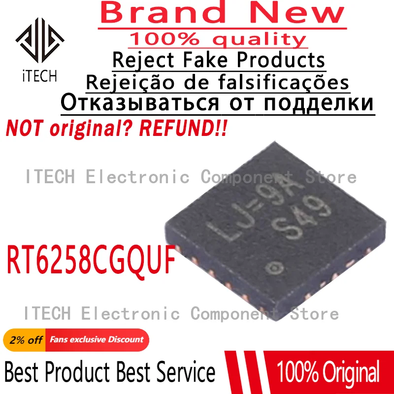 10pcs/lot Original RT6258CGQUF RT6258C RT6258 Mark LJ LJ = Xx QFN-12 Switching Regulator IC 100% New and Genuine