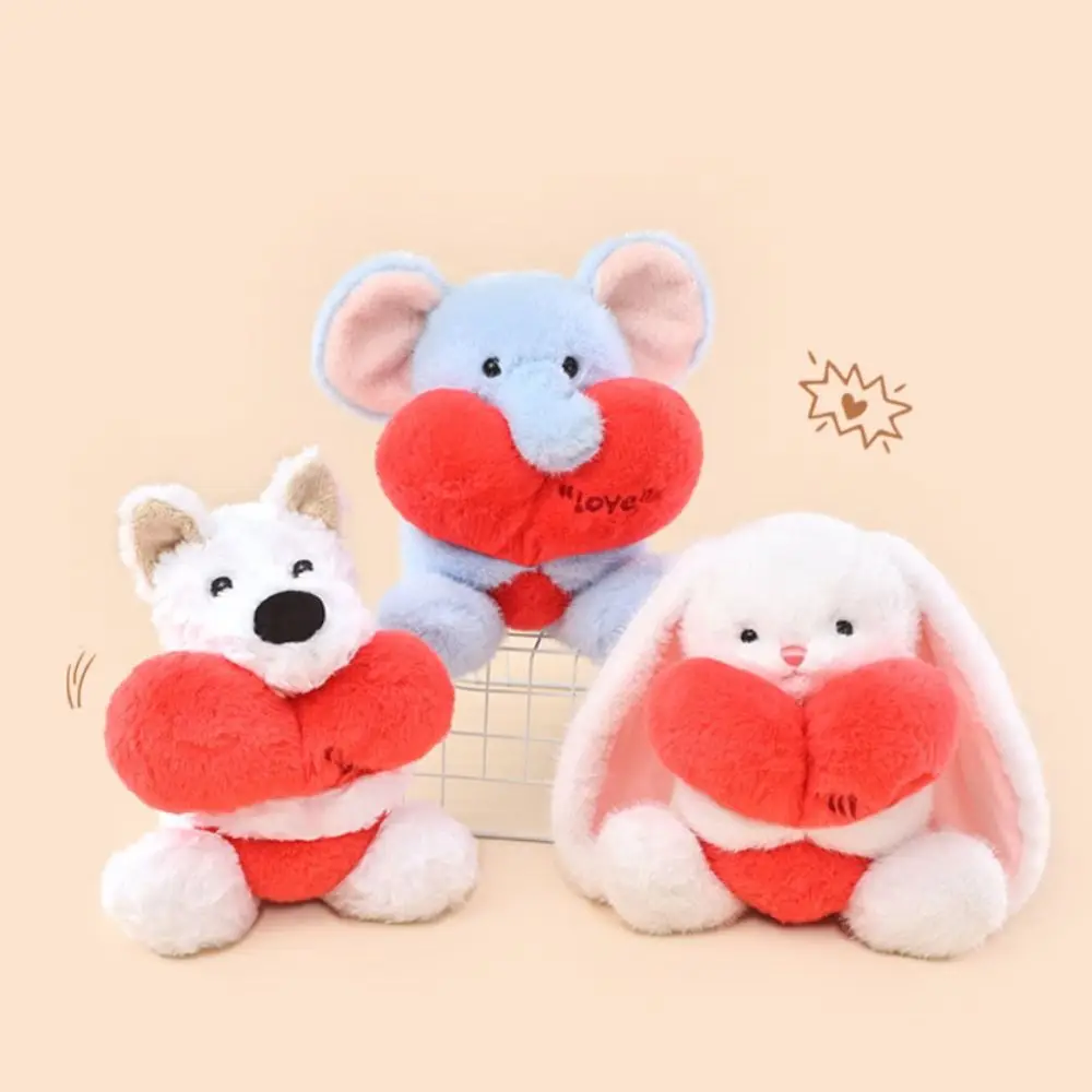 

PP Cotton Hold Heart Rabbit Plush Doll Fluffy Handmade Heart Beart Stuffed Animal Doll Soft Collection West Highland Dog Doll