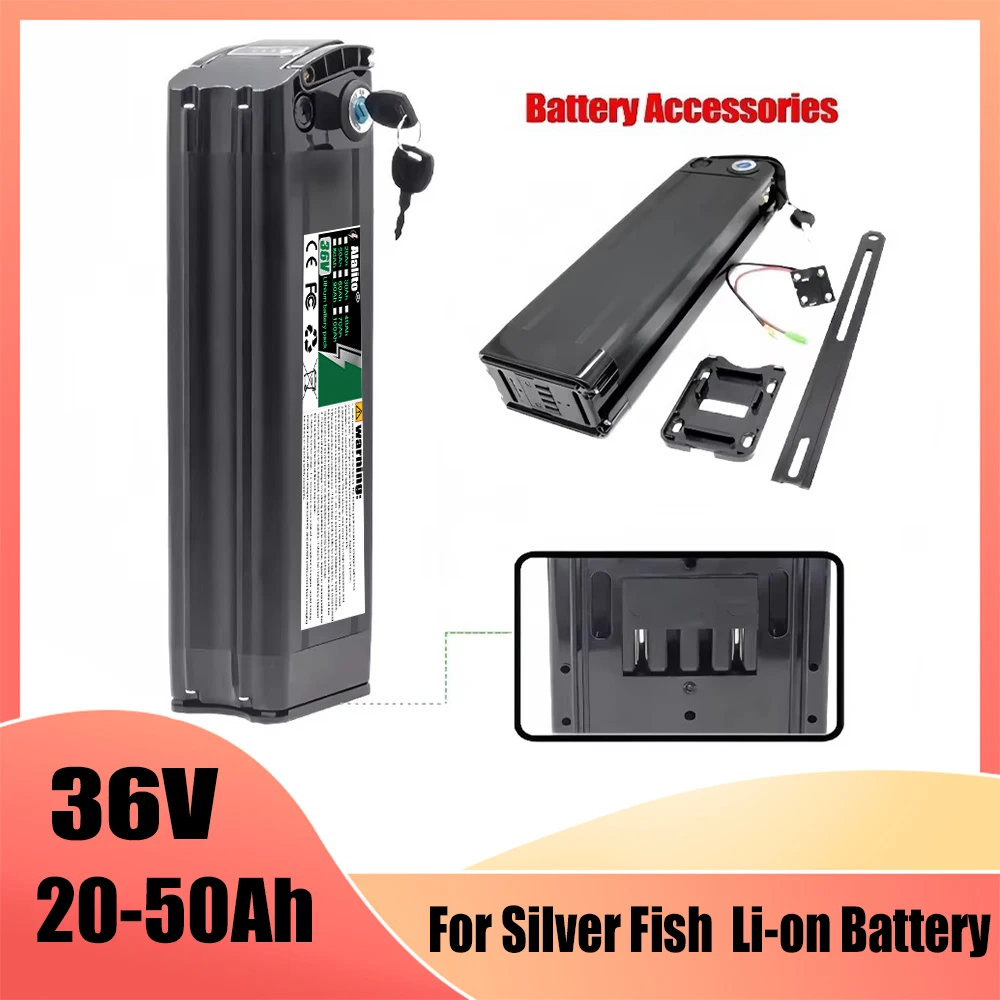 For Silver Fish lithium battery pack, compatible with 250W-1000W folding bicycle wheel hub motor, 36V 20Ah-50Ah