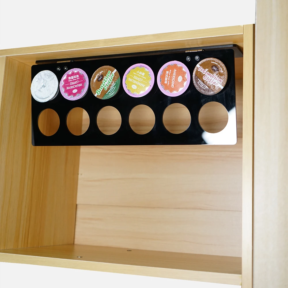 Acrylic Coffee Capsules Under Cabinet Coffee Pod Holder For K Cup Shelf Storage Space-Saving Under Counter Coffee Capsulas Rack