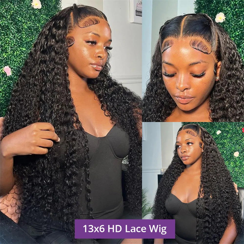 Perruque Lace Front Wig 360 Naturelle Bouclée, Deep Wave HD, 13x4, 13x6, en Solde, pour Femme Africaine