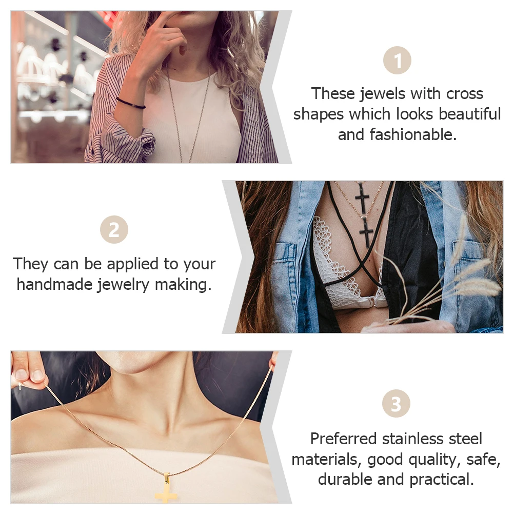 

3 Pcs Necklace Pendant Jewelry Findings Crosses for Making Cute Charms DIY Necklaces Stainless Steel Mini