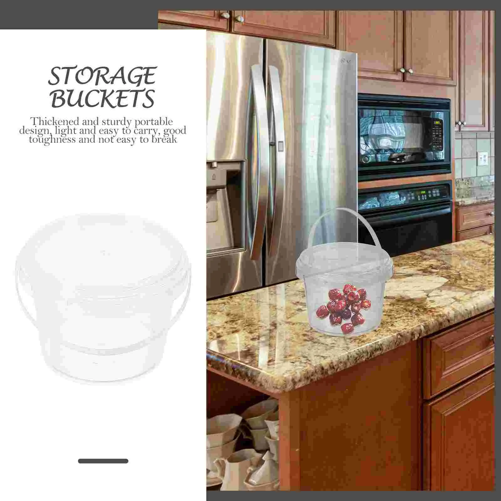 Ice Bucket Storage Ice Cream Clear Containers Food Ice Buckets Kitchen Cups Grain With Lid Dessert Plastic Canister Cereal