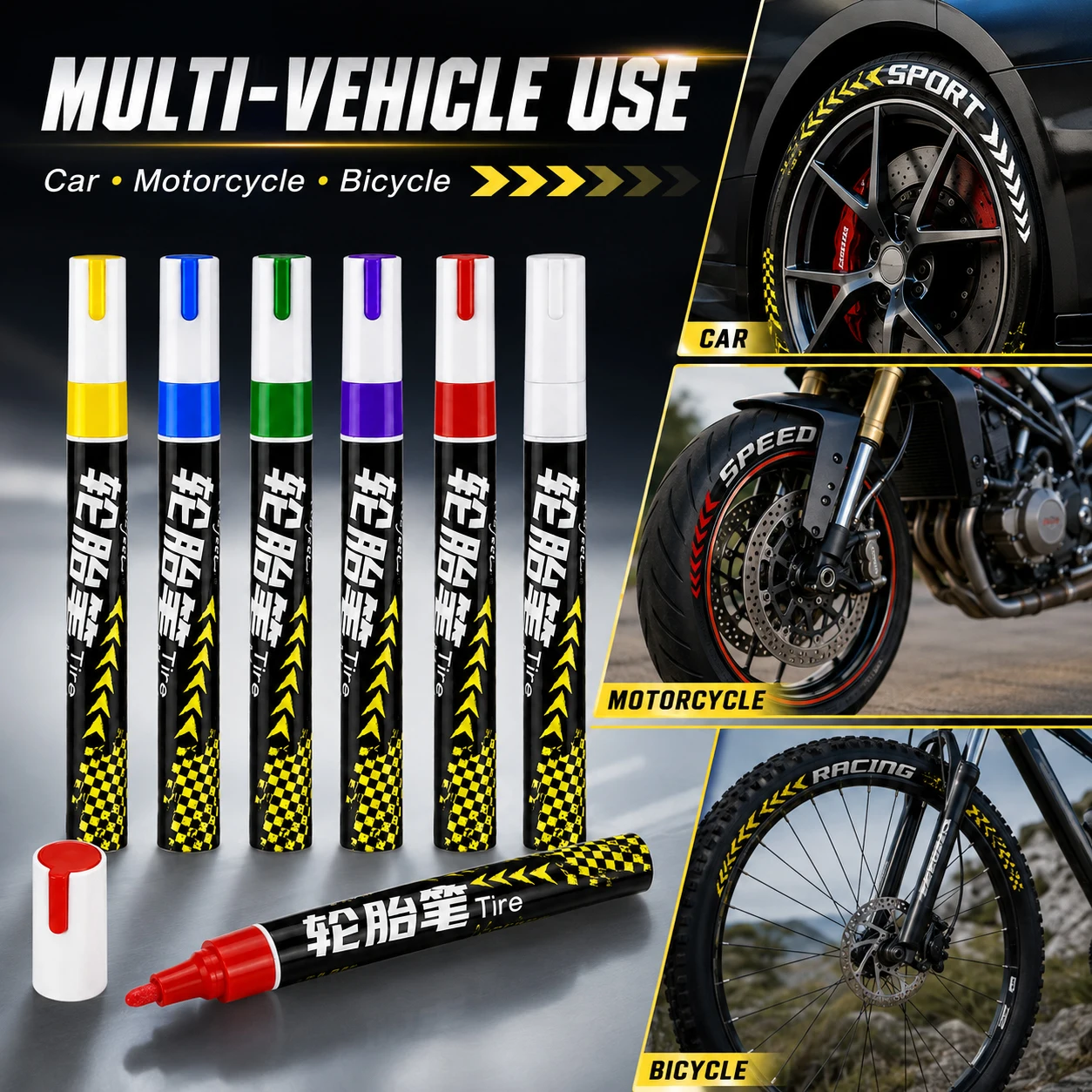 1/2/3/5/12 Pcs Tire Markers Waterproof Permanent Paint Pens Car Tire Graffiti DIY Decor Scratch Resistant Tyre Marking Supplies