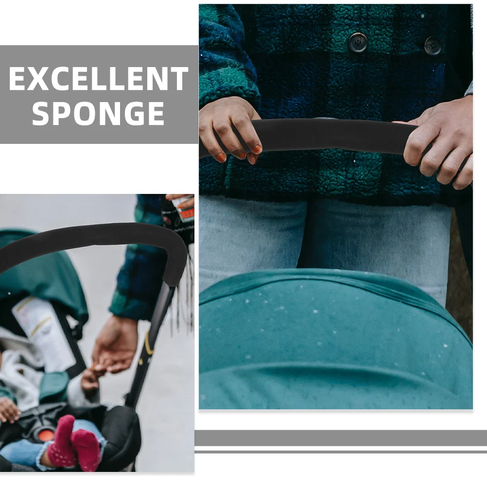 4개입 유모차 핸들 커버 부드러운 스펀지 편안한 논슬립 핸들 보호대 블랙 카트 트롤리 그립 교체용