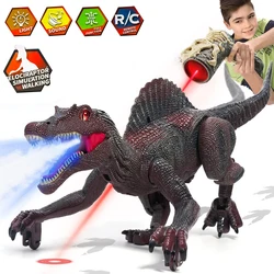 Giocattoli di dinosauro RC con tracciamento laser per bambini Robot telecomandato Verisimilitudine Spray sonoro per bambini Ragazzi Ragazze Regali per bambini