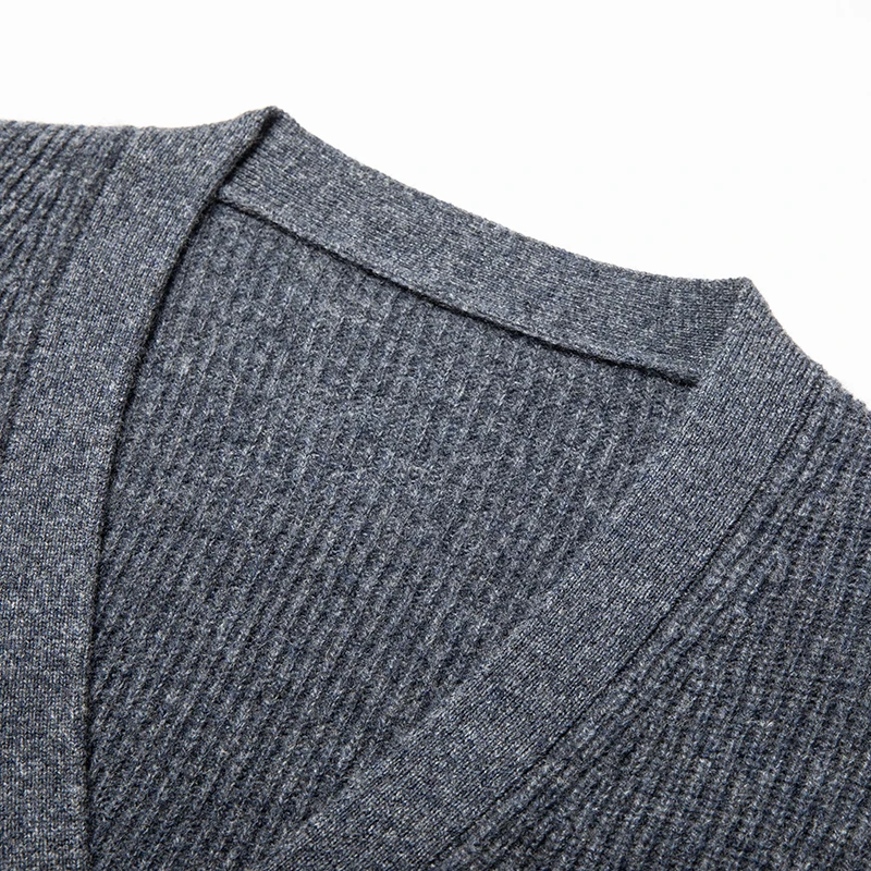 Thick 100% Sheep Wool Cardigan 2025 Winter Men Casual V-Neck Sweater Coat Single Breasted Male Cashmere Wool Warm Sweaters