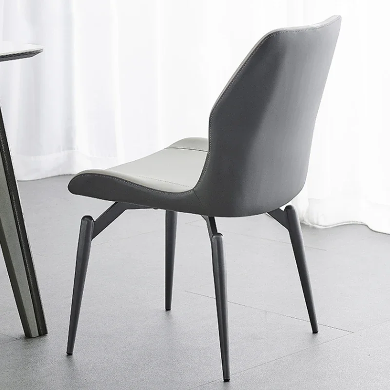 Nordic Minimalist Design Dining Chair Comfortable Unique Leather Metal Dining Chair Soft Lounge Silla Comedor Kitchen Furniture