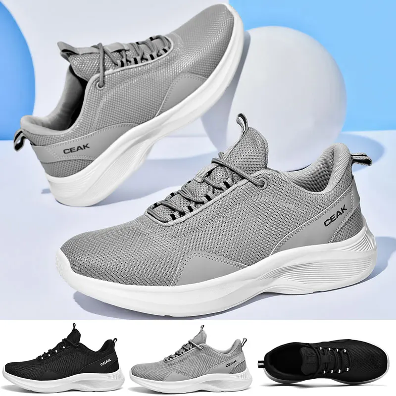 

Outdoor Running Shoes Men Sneakers for Travel Hiking Lace Up Mesh Casual Shoes Breathable High Elastic Sole Plus Size 39-50