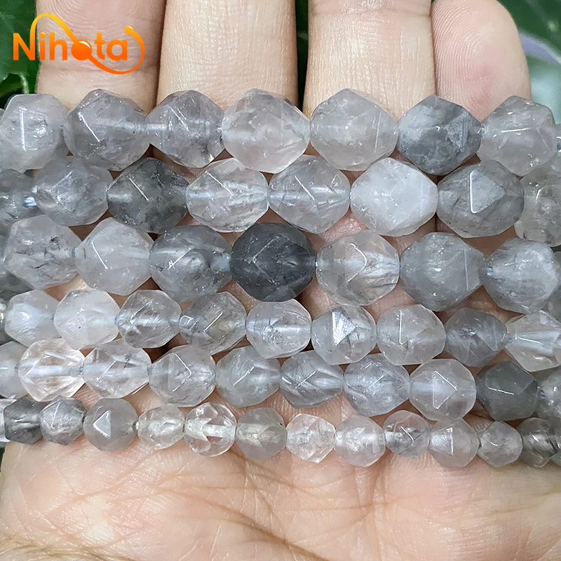 Natural Faceted Cloud Crystal Demon Quartz Spacer Beads 6/8/10mm DIY for Charms Jewelry Making Necklaces Ear Studs 14\