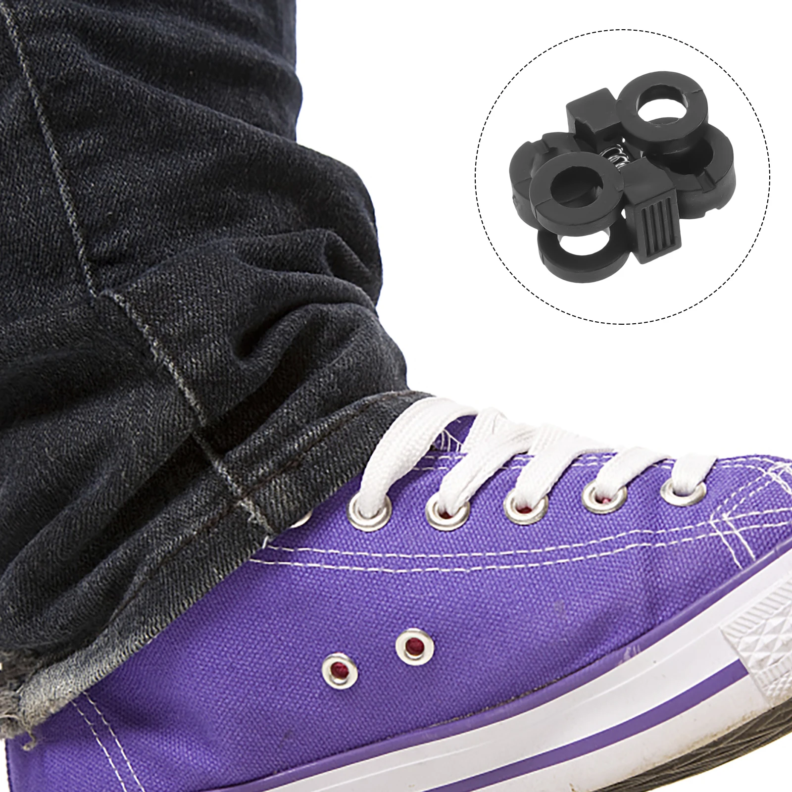 10 Stück Schnürsenkel-Schnallenhalter, Clips, Verschluss, Schwarz, große Größe, verstellbare Schnürsenkel, Verriegelungssystem, sichere Passform, langlebiges Material für Erwachsene