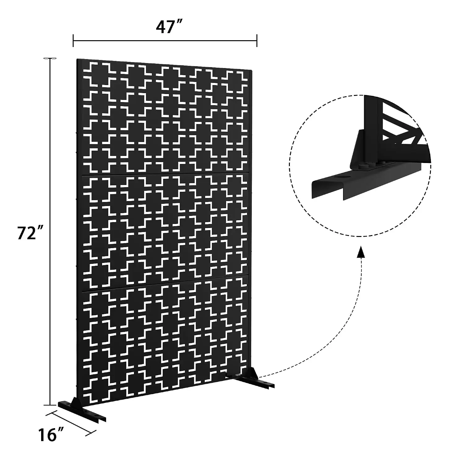 Metal Outdoor Privacy Screen Freestanding Divider Fence Panel for Balcony Patio 72in H×47in W, Customized