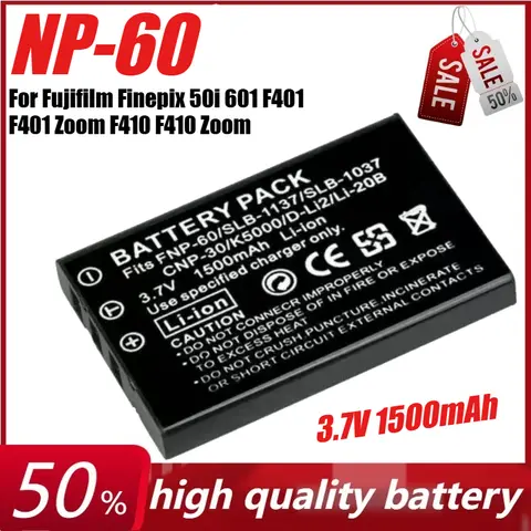 Batteria per fotocamera NP-60 NP60 3,7 V 1500 mAh + caricabatterie per Fujifilm Finepix 50i 601 F401 F401 Zoom F410 F410 Zoom