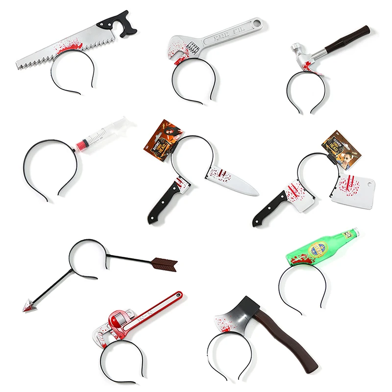 Halloween Hair Hoop Horror Blood Fake Ax Saws Knife Gothic Headband Halloween Party Masquerade Cosplay Prop Decor Accessories