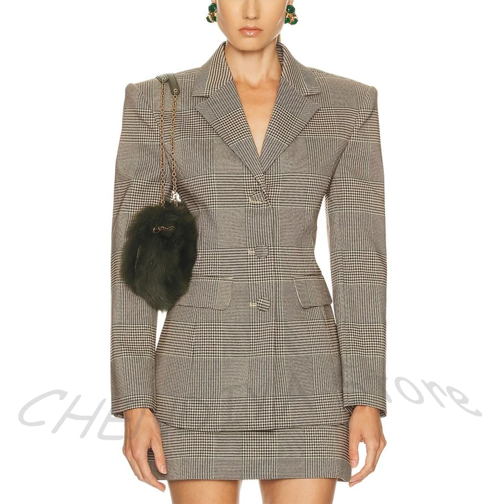Luxury Suit For Women New Arrival Notch Lapel Blazer Set Two Piece Jacket Short Skirt Single Breasted Modern Female Outfit