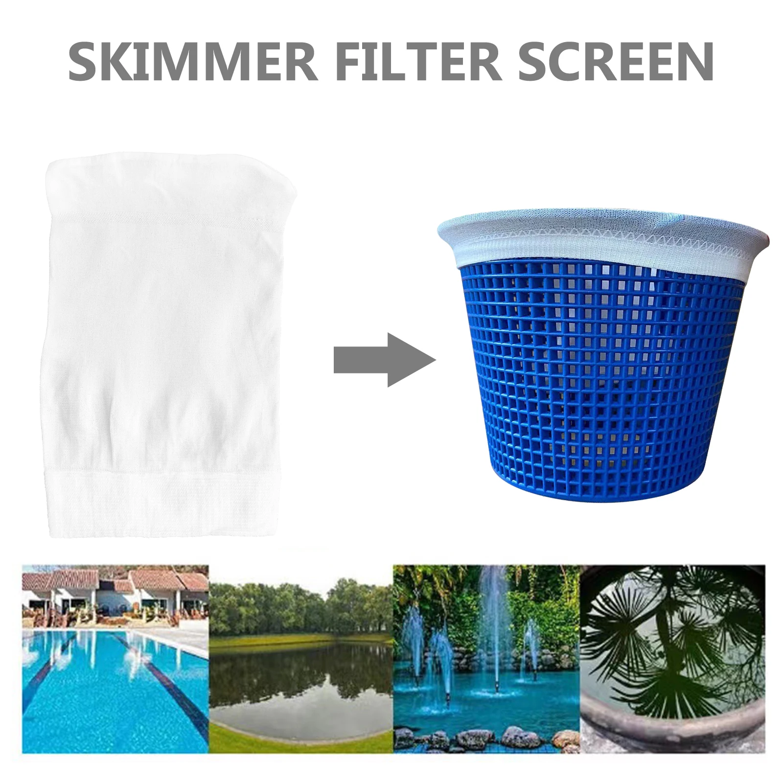 

1 set Skimmer Socks Elastic Nylon Filter Garbage Cleaning For Swimming Hot Tub Black Marble Bathroom Durable Efficient